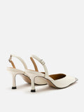 PAZZION, Nadia Metal Toe Cap Slingback Heels, White