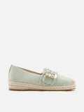 PAZZION, Nancy Crystal Embellished Buckle Espadrilles, Green