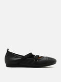 PAZZION, Reese Cross Strap Toe Cap Flats, Black