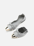 PAZZION, Reign Metal Toe Cap Bow Foldable Flats, Grey