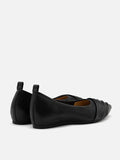 PAZZION, Rylee Ruched Detail Covered Flats, Black