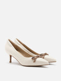 PAZZION, Seraphina Ribbon Pointed Heels, Beige