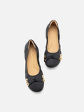 PAZZION, Wren Bow Embellished Covered Flats, Black